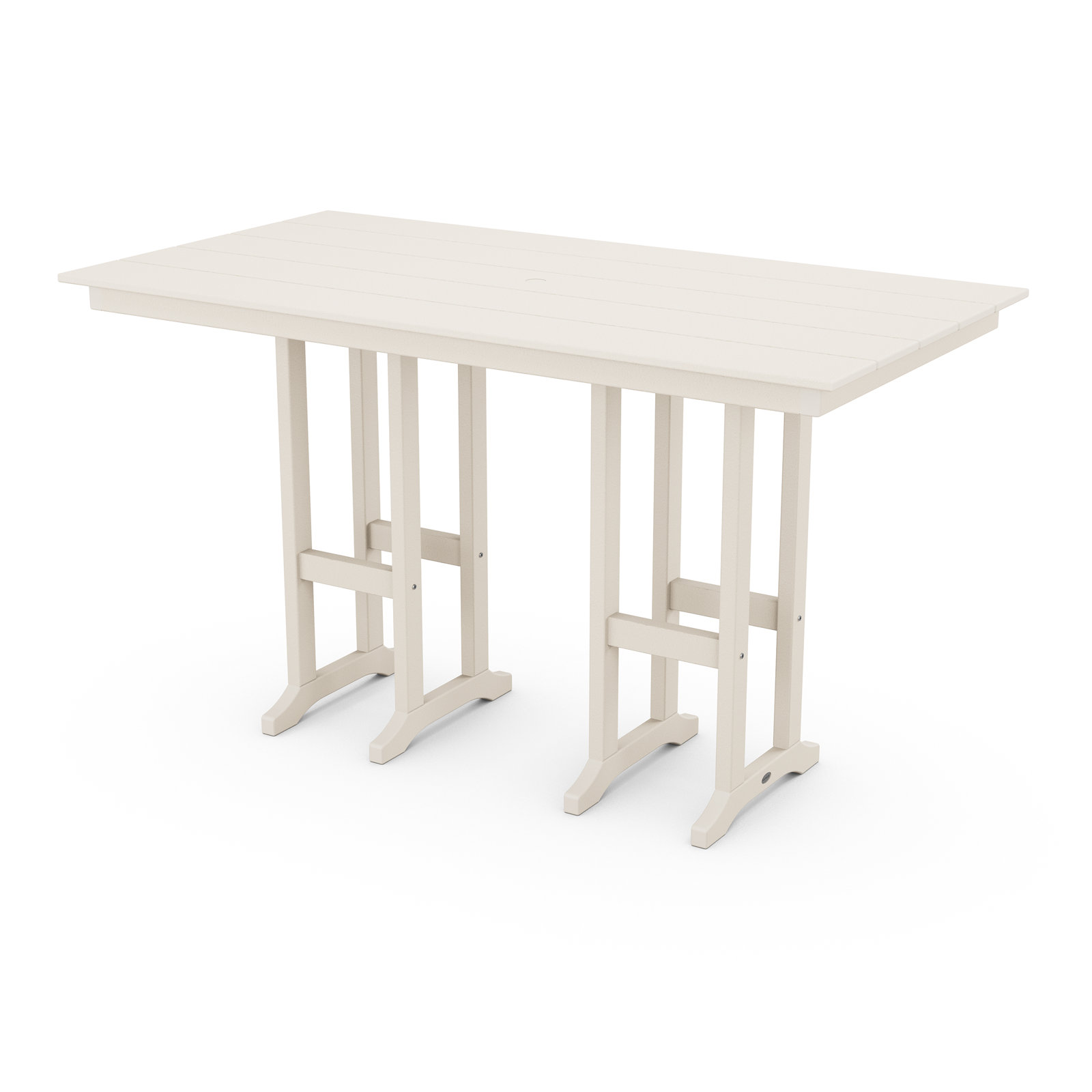 POLYWOOD® Tables Patio Dining Table, Cream, 29.06"H x 37.72"W x 72"L