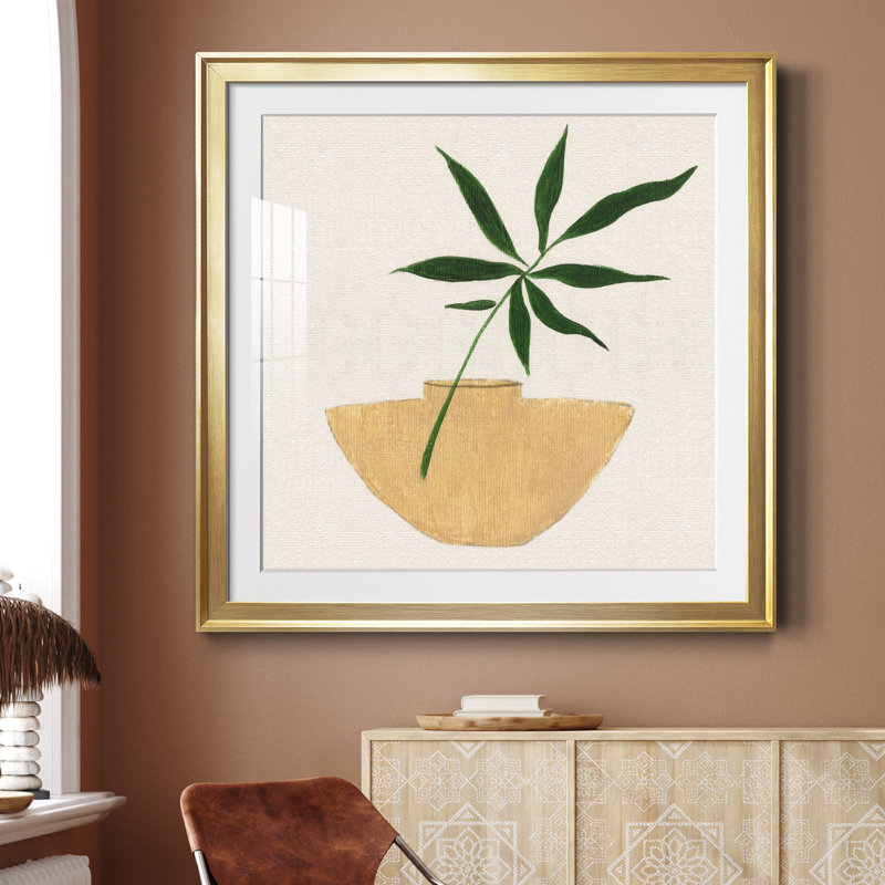 Simple Nature I - peinture encadrée, Encadrement doré, H 34,5 po x l 34,5 po x P 1,5 po