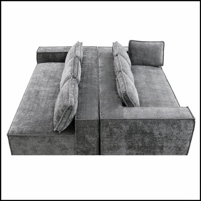 Canapé modulaire minimaliste avec chenille infroissable, aucun assemblage requis pour le salon