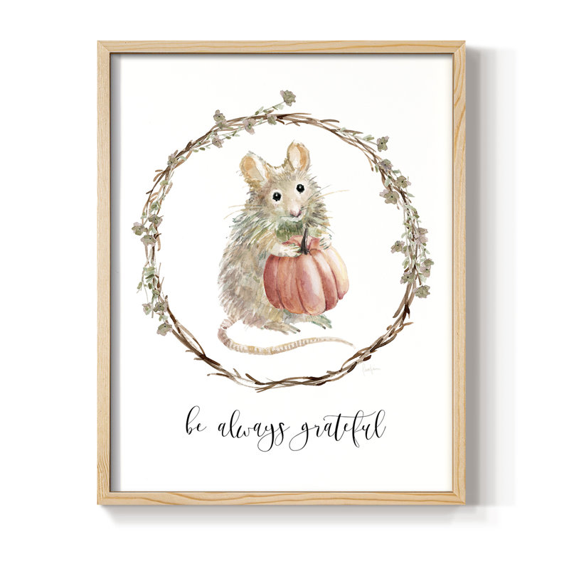 Harvest Home Mouse Framed Print - Solid Wood, 11" H x 9" W