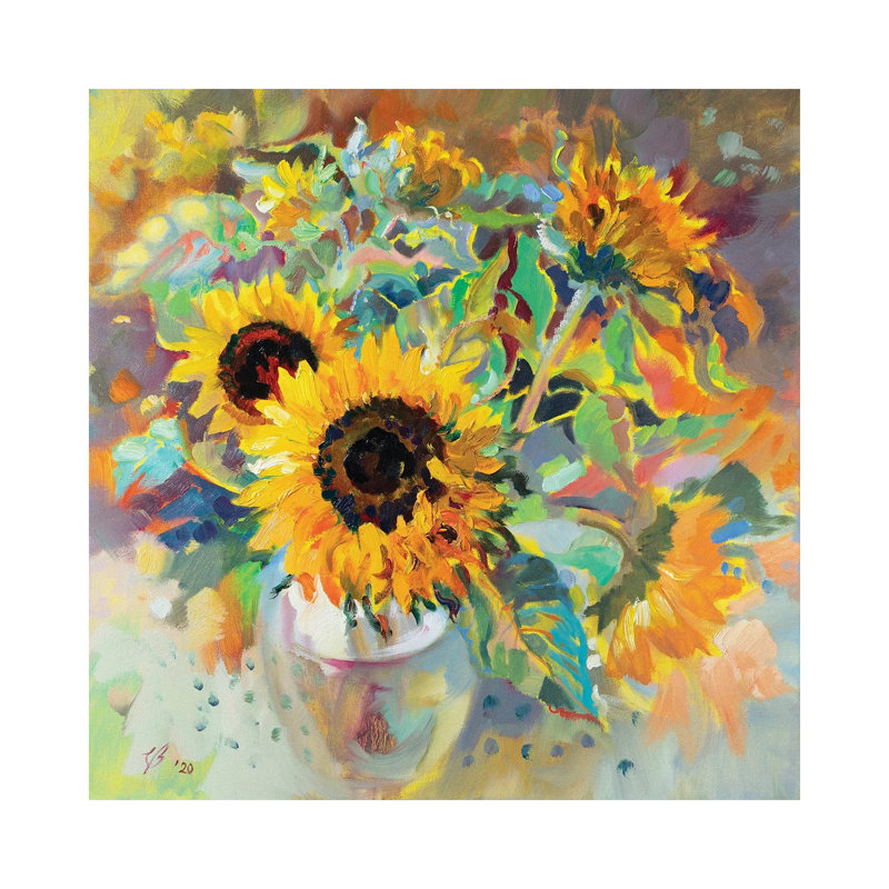 Sunflowers by Katharina Valeeva - Wrapped Canvas Painting, 30.48 cm H x 30.48 cm W