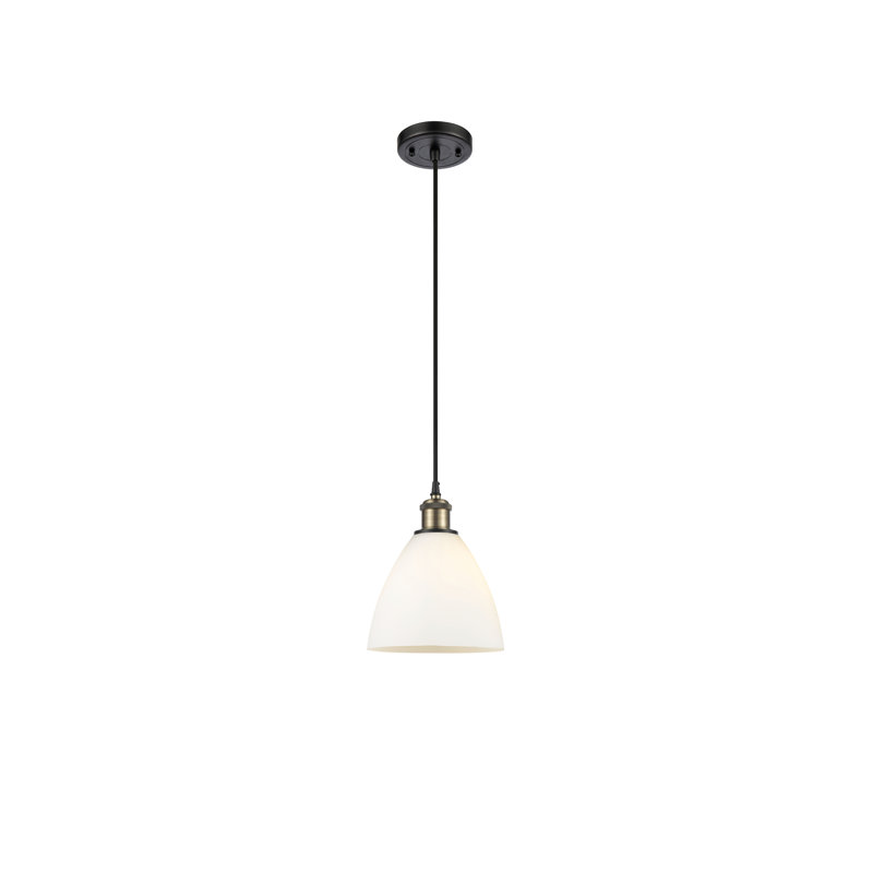 Haruka 1 - Light Single Pendant, White, 11.25" H x 7.5" W x 7.5" D, Black Antique Brass