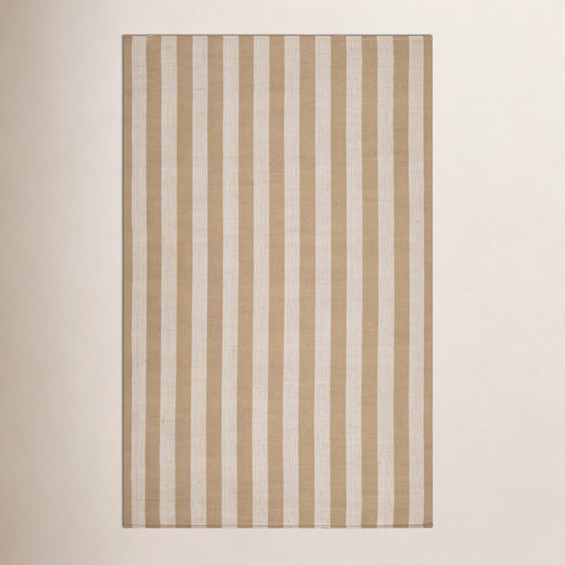 Jeanette Bram Handmade Indoor / Outdoor Performance Rug, Rectangle 5' x 8', Tan