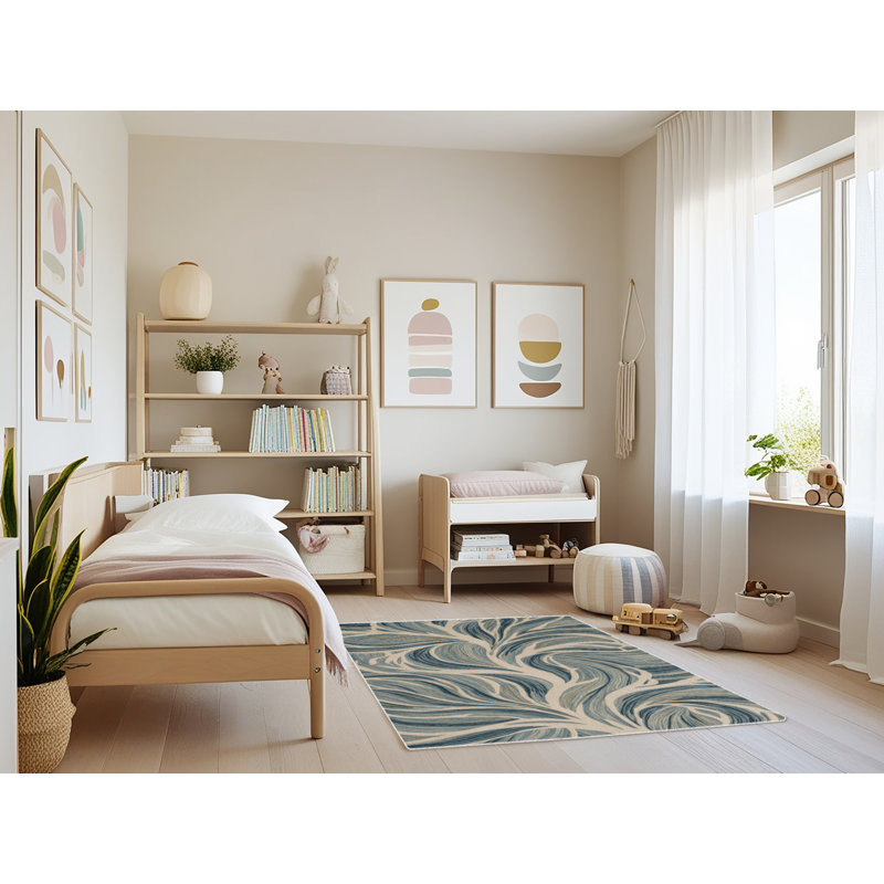 Machine Washable Nature Green Area Rug, Rectangle 3' x 5'