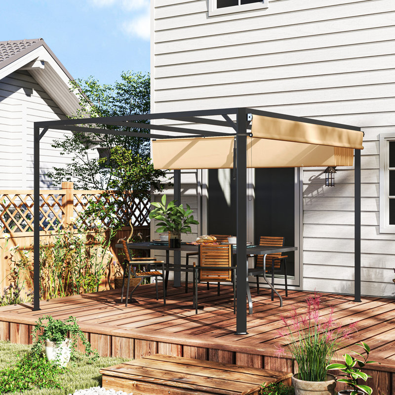 2.27m x 3m x 3m Aluminum Pergola, Natural