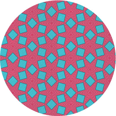Tapis rose/bleu à motifs