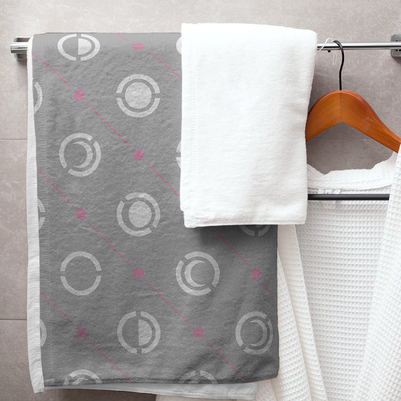 Serviette de bain Classic, Gris foncé / rose clair