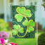 Lucky Clovers Applique Garden Flag