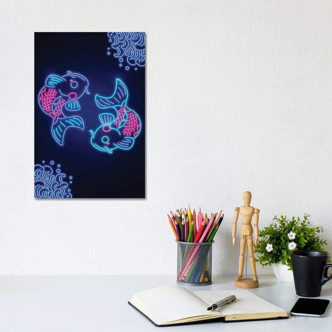 Neon Carp Koi by Donnie Art - No Frame Gallery-Wrapped Canvas Giclée on Canvas
