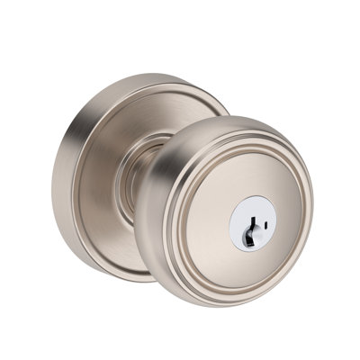 Bremerton Keyed Entry Knob with Recessed Round Rose in Satin Nickel