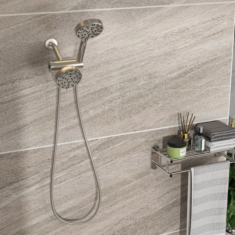 Shower With 4.7" Rainfall Showerhead & 8 Hand Dual Head Rain And Handheld, Brushed Nickel