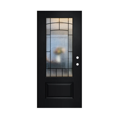 Modern Exterior Doors 36 Black FRP Front Entry Slab with Cloud Glass