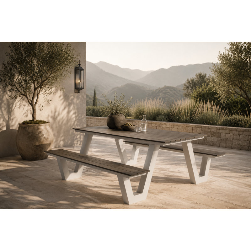 Lukas Outdoor Picnic Table, Gray