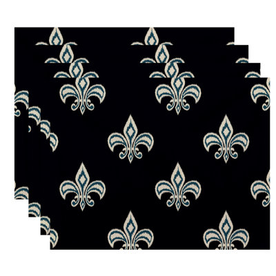 Bessie Fleur de Lis Ikat Print 4 Piece Placemat Set