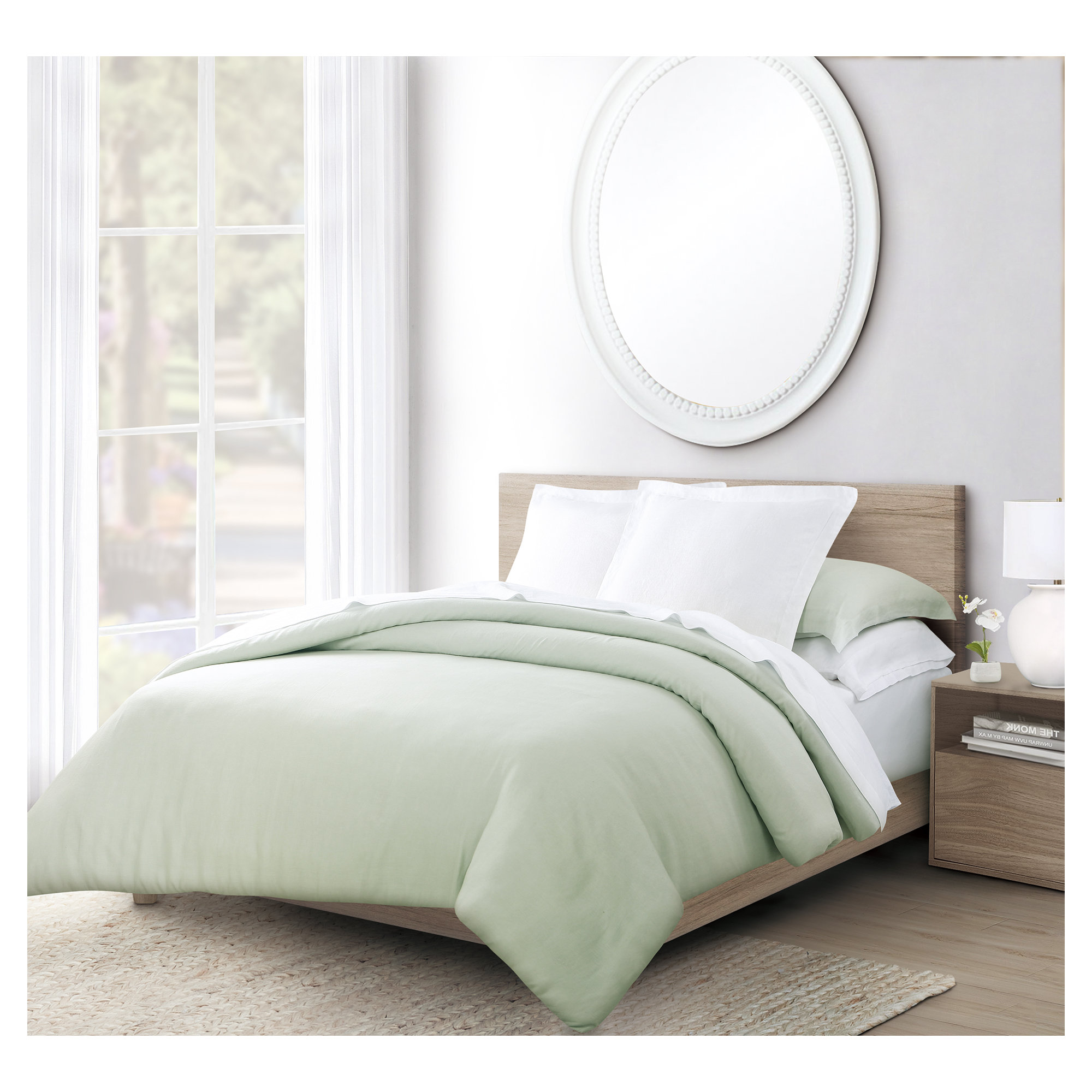 Frazier Modern & Contemporary 100% Linen Duvet Cover, Smoke, Full/Queen Duvet Cover + 2 Standard Shams