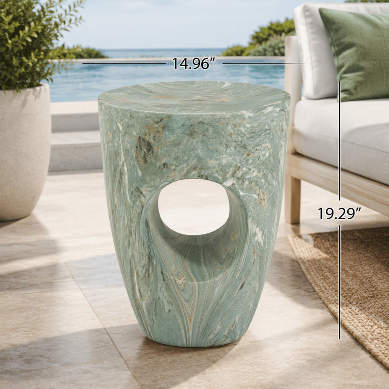 Table d'appoint Modern Modern MgO avec découpe, Vert, marbre