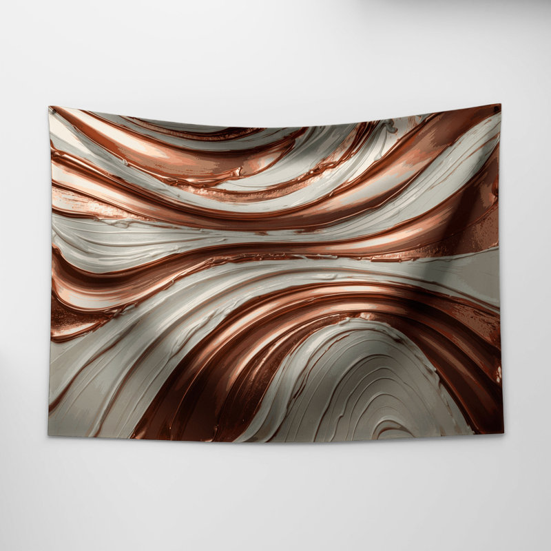 Tapisserie murale horizontale en cuivre rayé horizontal ivoire, 51 po x 60 po