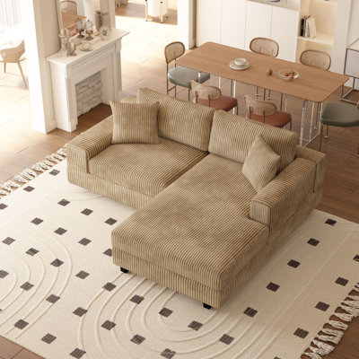 Alcala L Shaped Corduroy Couch Reversible Chaise Upholstered Modular Sectional Sofa