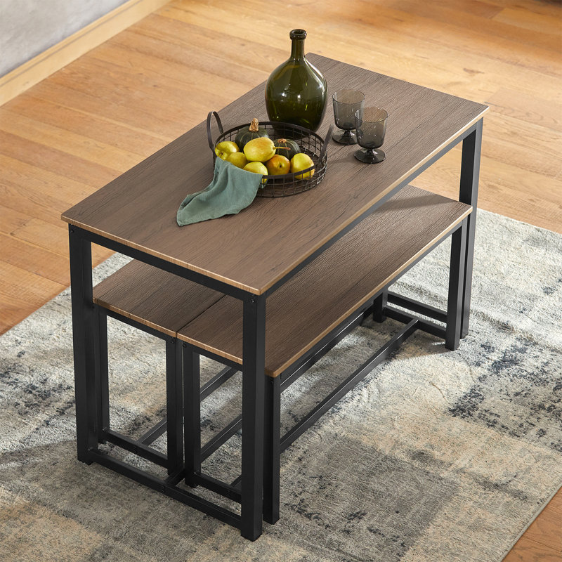 Glain 4 - Person Dining Set, Black/Brown