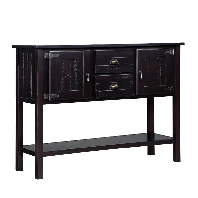 Retro Style Solid Wood Sideboard Console Table with Drawers, Cabinets and Shelf, Ideal for Multi - purpose Storage in Various Rooms