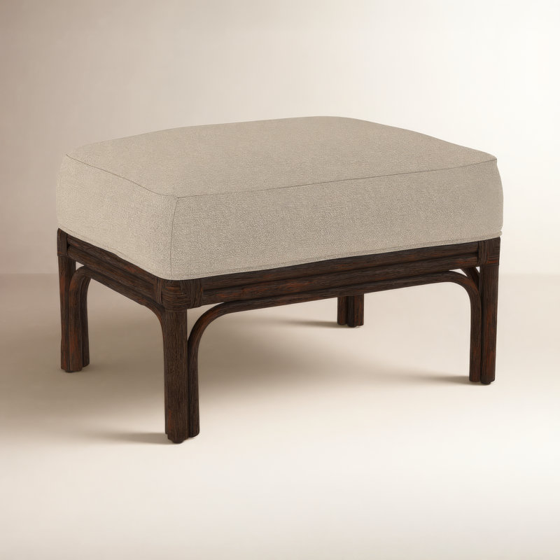 Boca Upholstered Ottoman, Ocean, Yellow Chenille/Velvet Solid; 0809-33