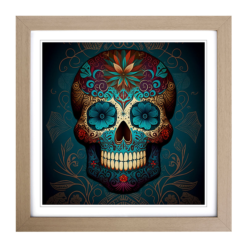 Sugar Skull - Framed Print, Oak