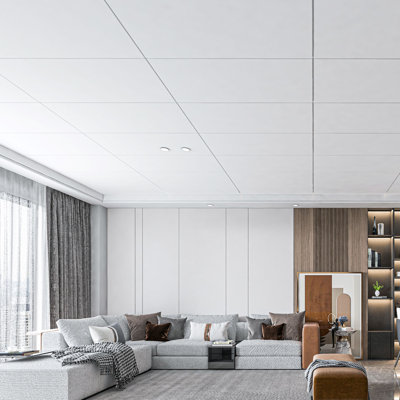 10Pcs 2 ft. x 4 ft. Drop-in PVC Rectangle Ceiling Tile,Smooth Wall Paneling (80 Sq.ft./Case)