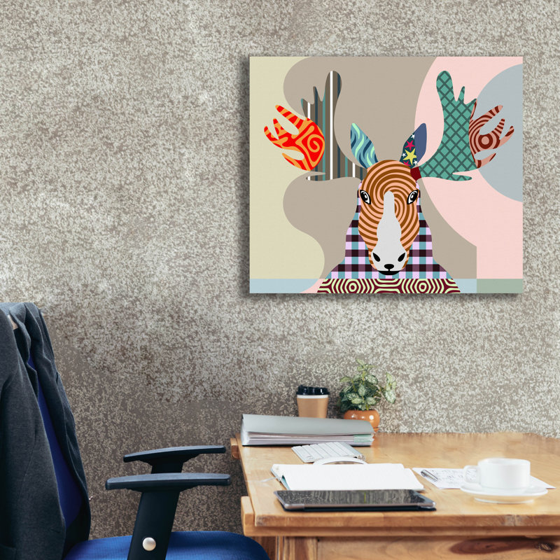«Elk Moose» par Lanre Adefioye, graffiti épique, Canva «Elk Moose» par Lanre Adefioyue, H 26 po x l 30 po x P 1,5 po
