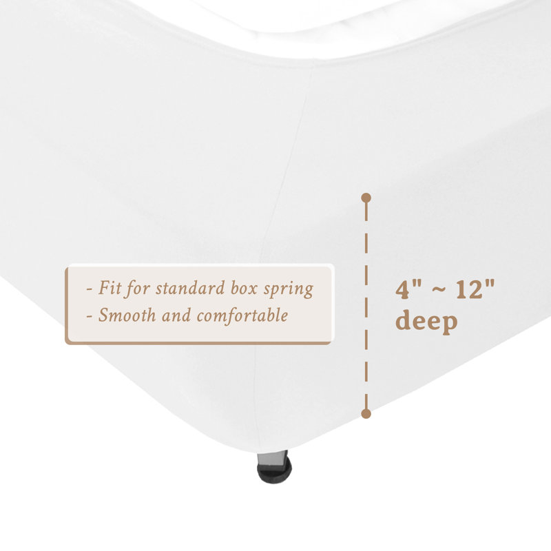 Jersey Knit Stretchy Wrap Around Box Spring Cover, White, King