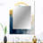 Moon Bliss On Delft Blue Sky Mid-Century IV - Transitional Decorative Mirror, Gold Wall Mirror, Printed Metal Art-2094750527