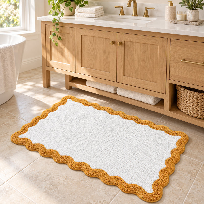 Savi Home Scalloped Cotton Bath Mat