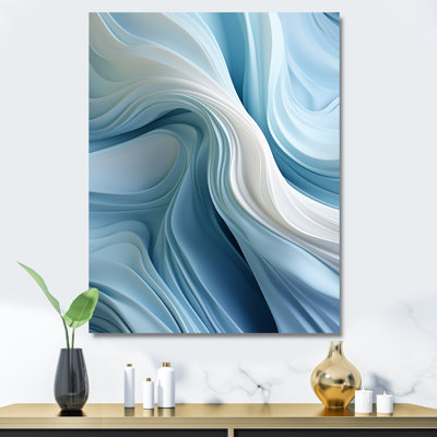 White & Blue Zen Zephyr Spiral I - Abstract Spirals Wall Art