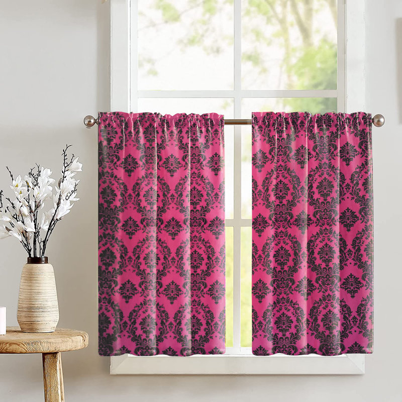 Rideau de café 27 po Adonys, Noir / fuchsia
