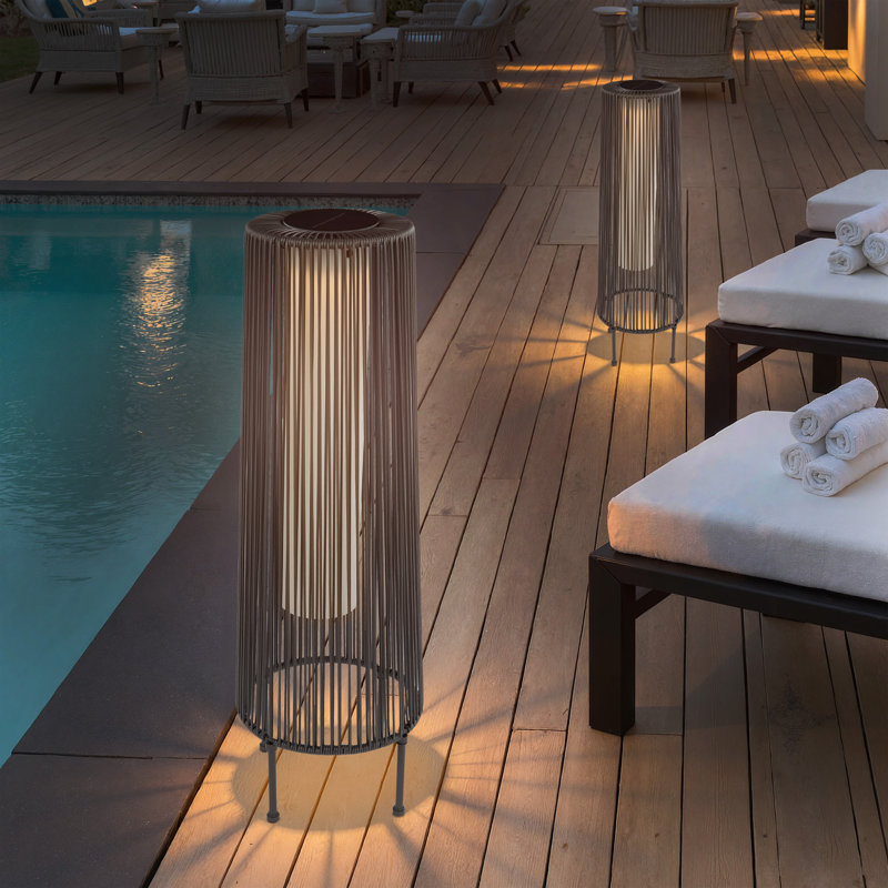 Freida Energy Saving Solar Powered Integrated LED Outdoor Floor Lamp, 26.7" H x 8.6" W x 8.6" D, Red