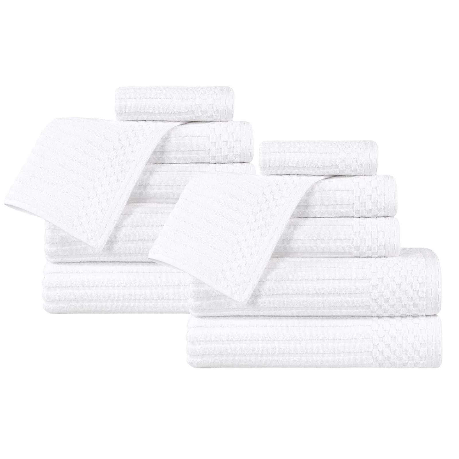 Ruvins 12-Piece Cotton Towel Set, White