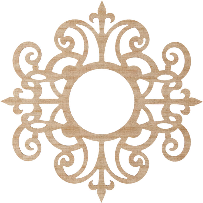 Médaillon de plafond en bois Dijon, Aulne, H 34 po x l 34 po x P 0,38 po
