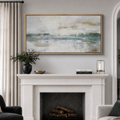 Œuvre abstraite grunge verte et grise, tableau mural moderne et industriel chic, impression giclée sur toile encadrée grand format