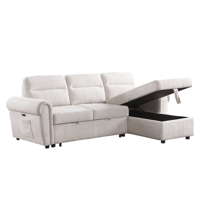 Canapé modulaire en chenille 3 pièces avec méridienne réversible et rangement