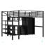 Lit mezzanine en métal avec ensemble de table et garde-robe, lit double