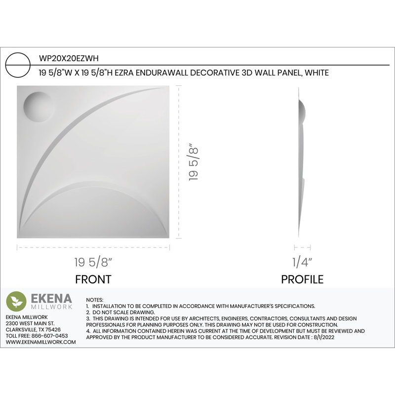 Panneau mural blanc 19,625 "H x 19,625", Blanc
