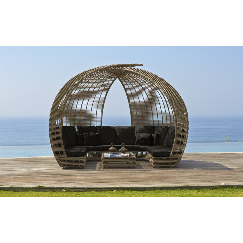 Sparta Outdoor 8 - Seat Patio Sectional, Kubu Mushroom, Canvas Aruba Sunbrella® Canvas