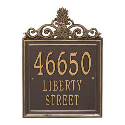 Lanai Pineapple Personalized Estate 3-Line Wall Address Plaque