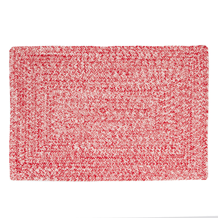Etherton Farmhouse Braided Cotton Red/White Area Rug
