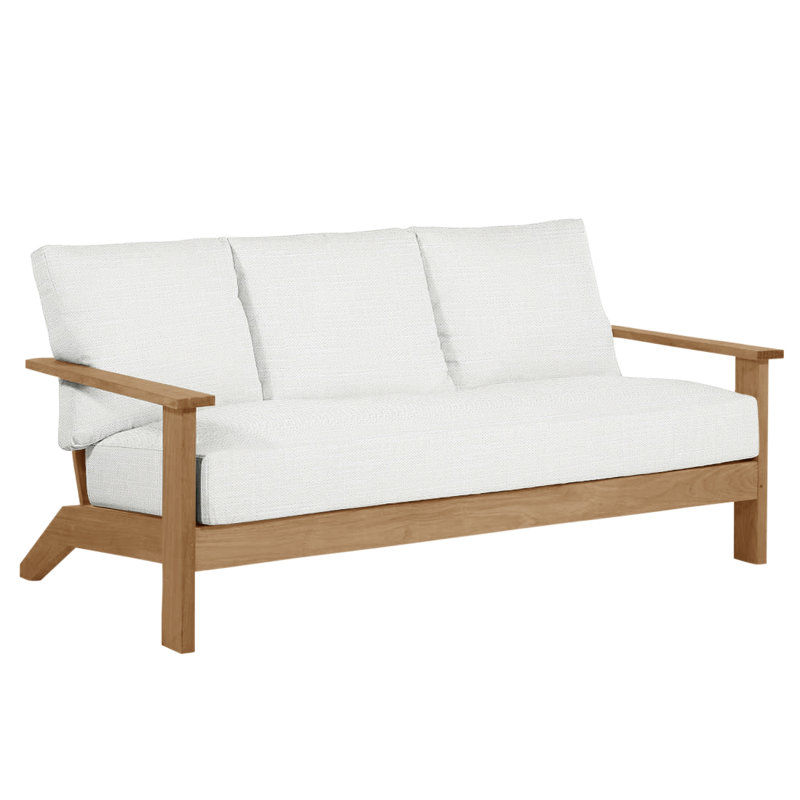 Ashland Teak Sofa - Natural Teak, No Welt, Ashland #4 Natural Teak, Linen Chambray