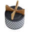 Pot à fleurs aztèque en céramique sur support en bois de 8 po, gris-922708190