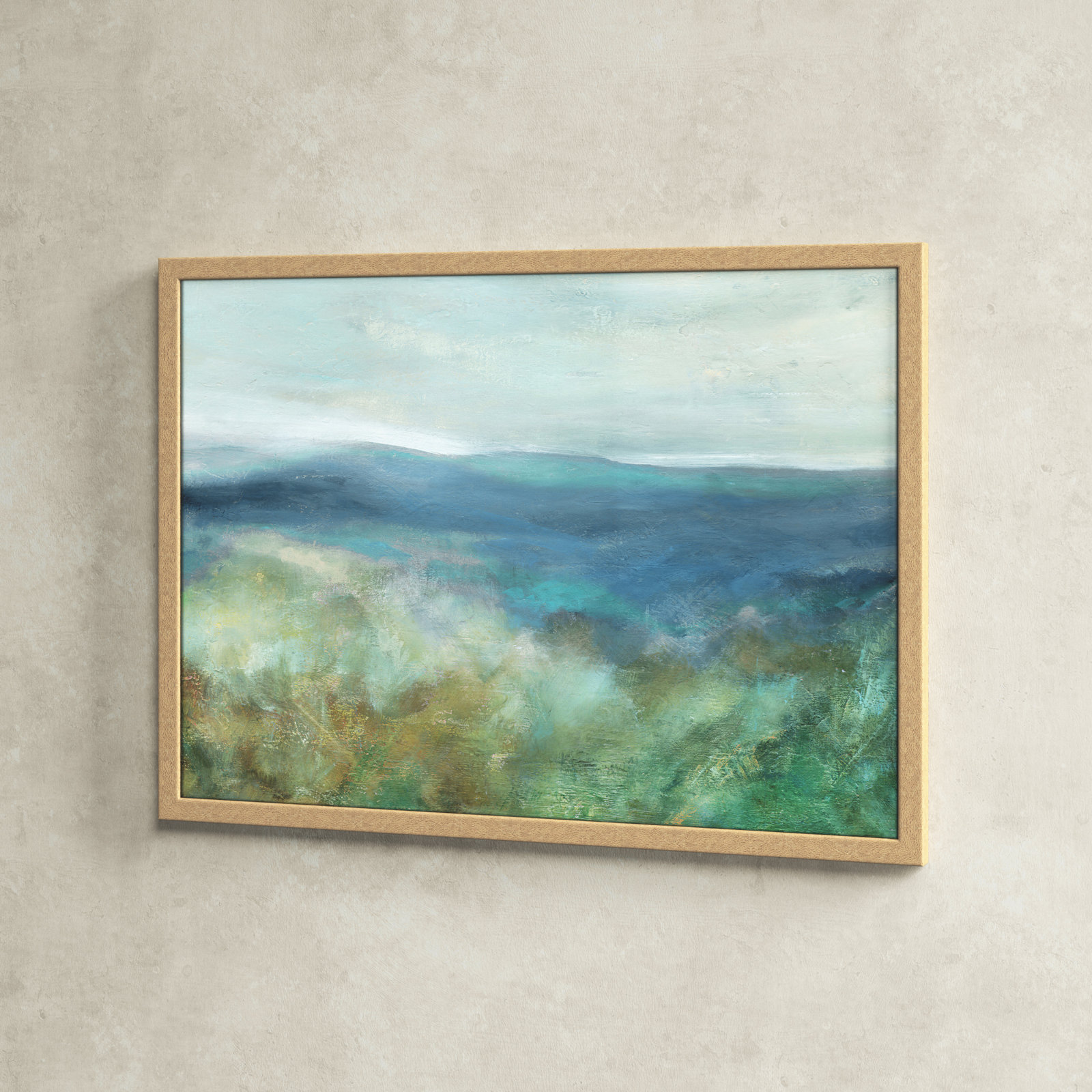 Adamsville "Blue Mountain Overlook" Painting, Natural Framed, 26.5" H x 36.5" W x 1.12" D