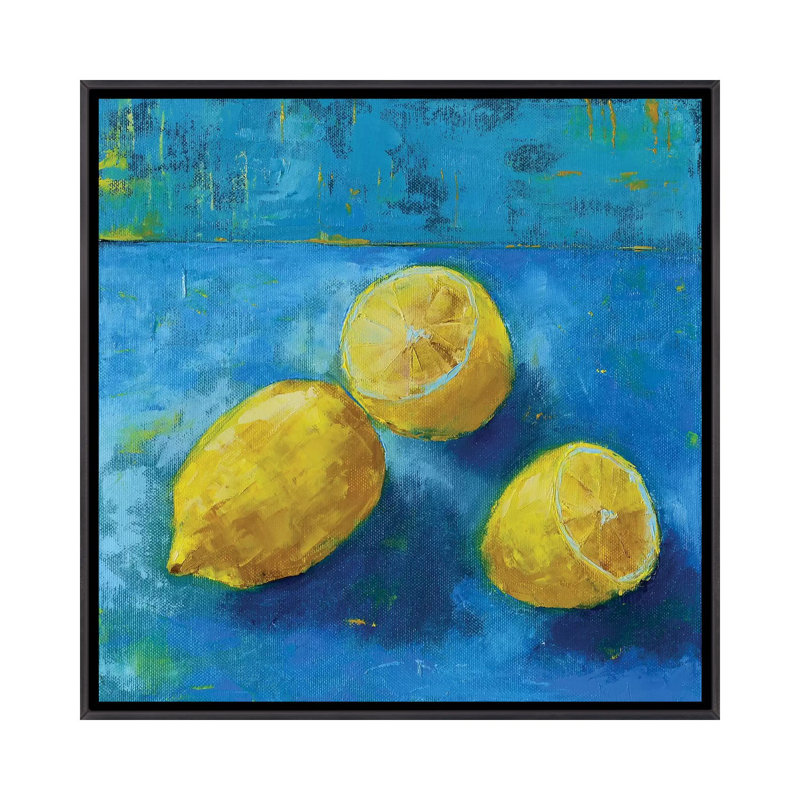 Citrons - reproduction d'art murale - toile encadrée, Noir patiné, Toile à cadre flottant sans passe-partout