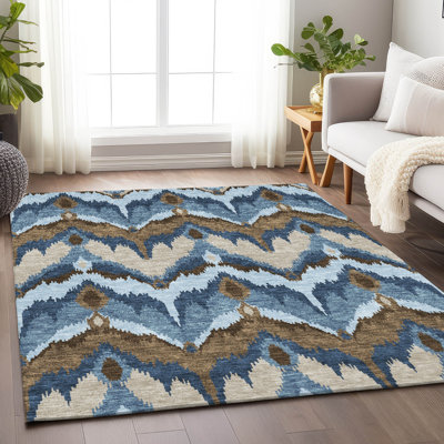 Premium Machine Washable Prisco Blue Rug