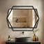 Miroir mural décoratif, miroir mural moderne pour salle de bain, miroir mural avec cadre en métal noir irrégulier et rectangulaire-224800986