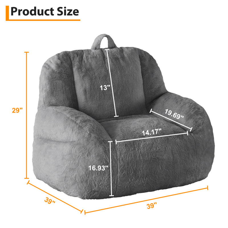 Large Bean Bag Chair for Adults & Teens, Soft Filled Floor Lounger for Living Room, Basement or Game Room, Grey, Gray
